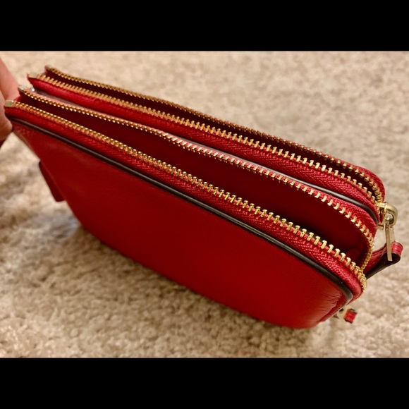 Coach Red Double Zip Wristlet - Picture 1 of 8